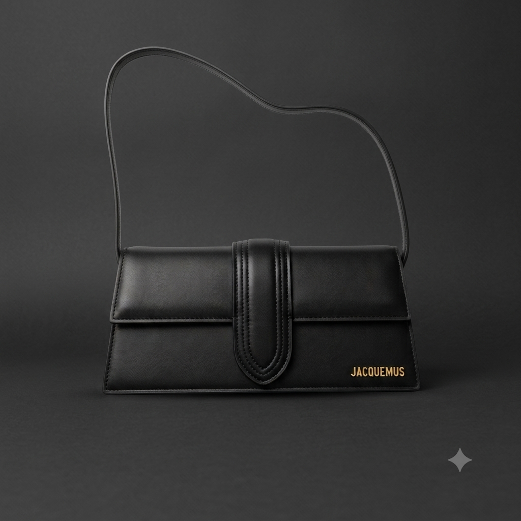 Black Structured Flap Shoulder Bag