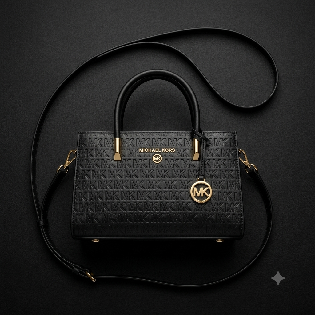 Black Monogram Top-Handle Satchel Bag