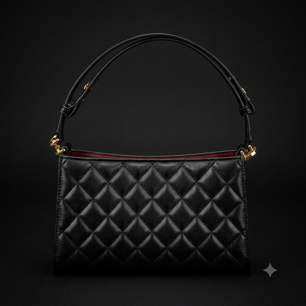Black Quilted Rectangular Shoulder Bag