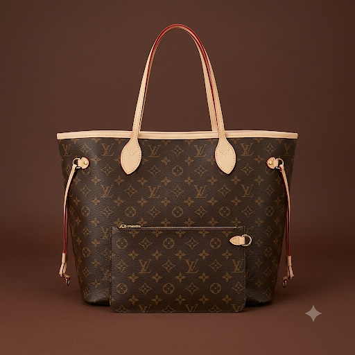 Medium Monogram Tote Bag with Front Zipper Pocket