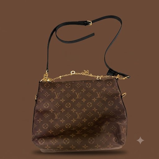 Monogram Canvas Shoulder Bag with Chain Detail