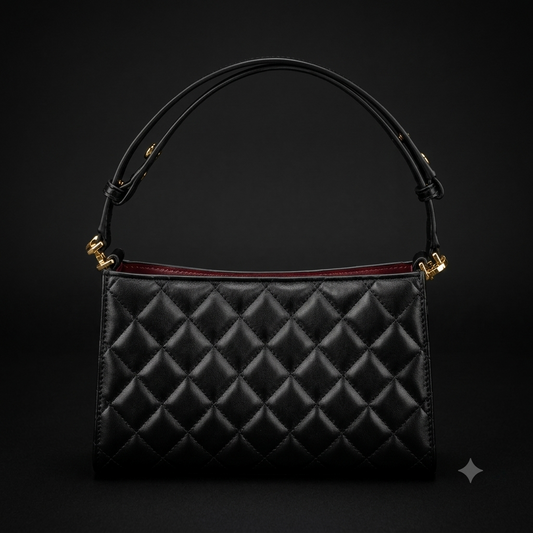 Black Quilted Rectangular Shoulder Bag