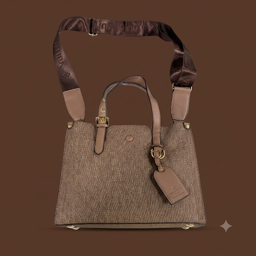 Medium Canvas Tote Bag with Leather Details