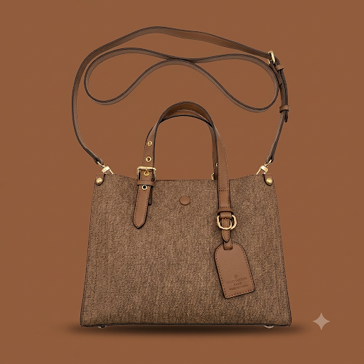 Medium Canvas Tote Bag with Leather Details